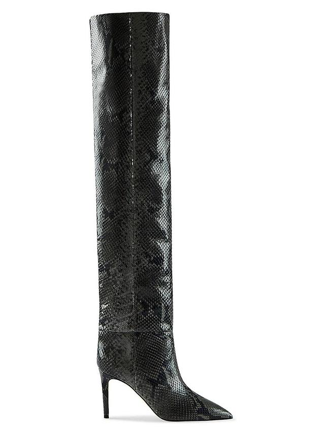 Womens 85MM Snake-Embossed Leather Over-The-Knee Boots Product Image