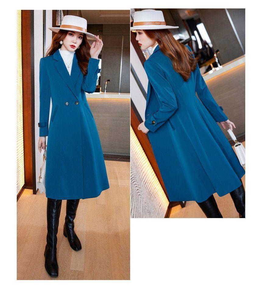 Double Breasted Plain Long Coat Product Image