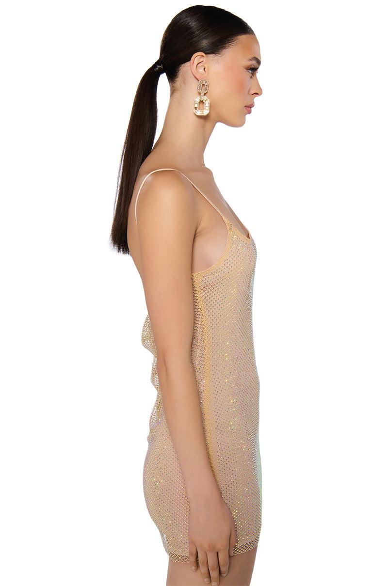 IN THE NUDE RHINESTONE BACKLESS MINI DRESS Product Image