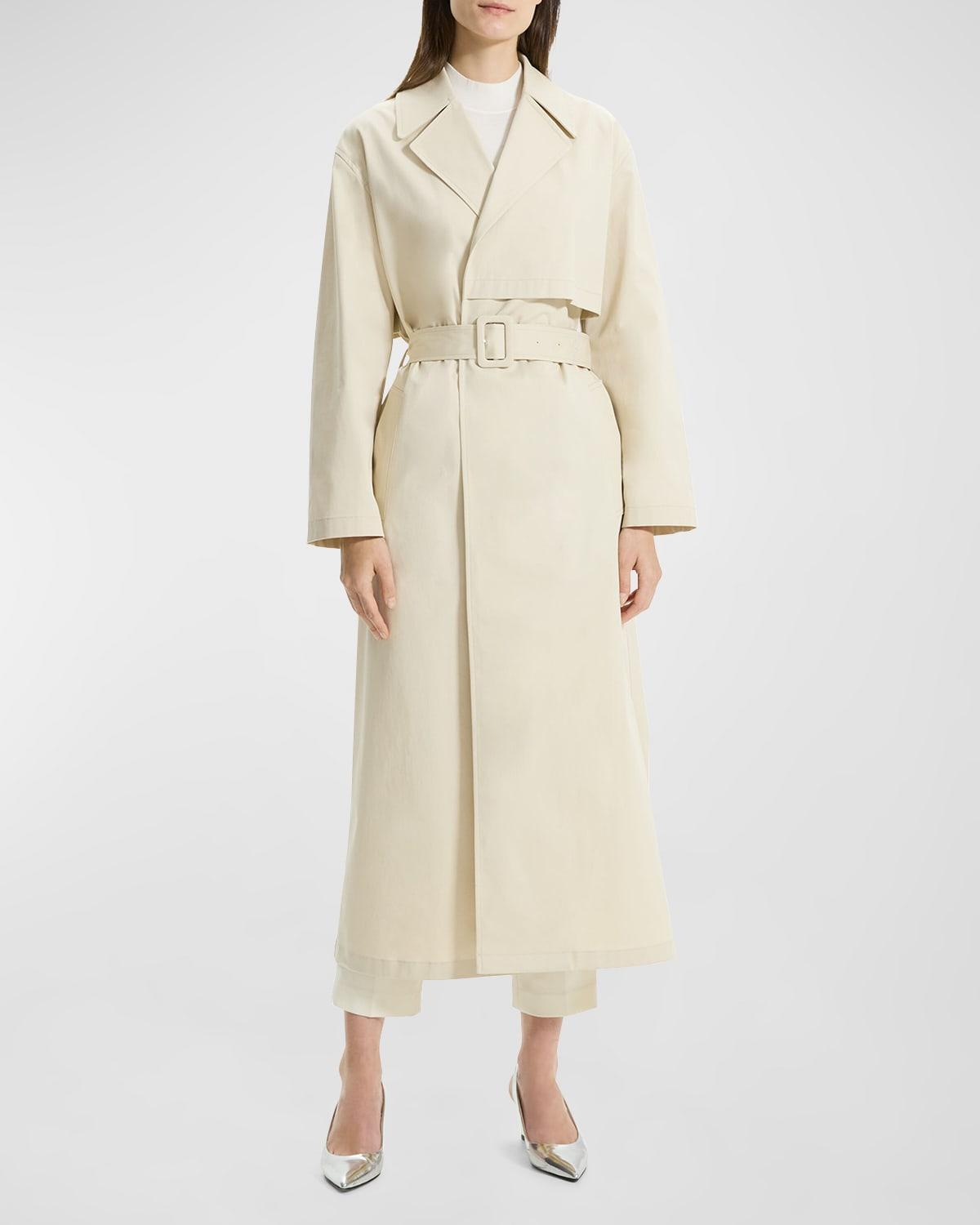 Theory Cotton Blend Long Trench Coat Product Image