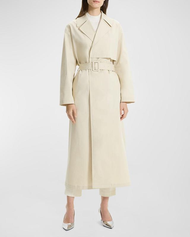 Theory Cotton Blend Long Trench Coat Product Image