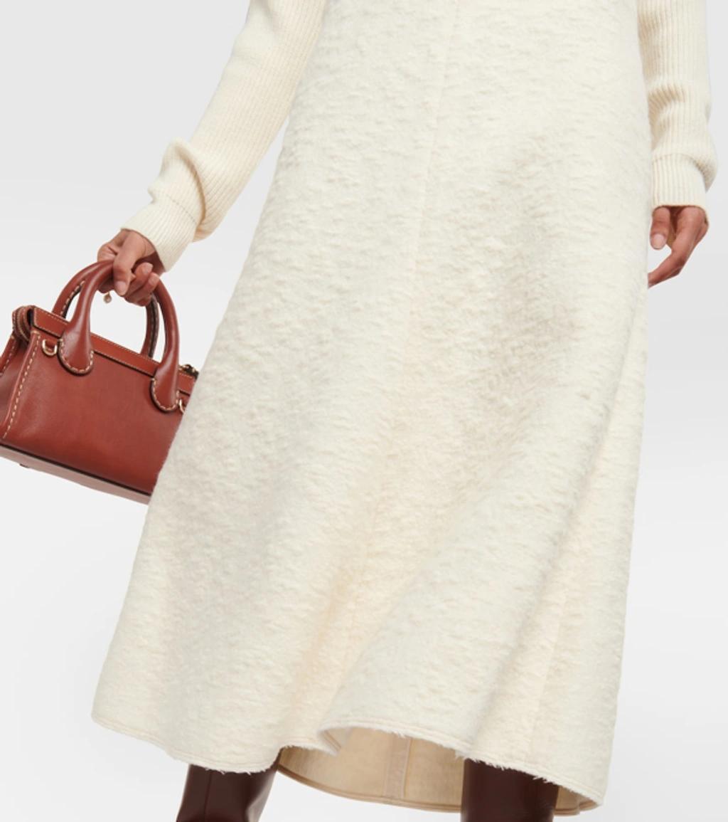 CHLOÉ Alpaca Boucle Flared Midi Skirt In Eden White Product Image