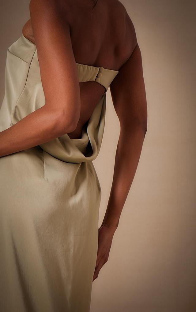 Sage Bridesmaid Satin Bandeau Maxi Dress Product Image