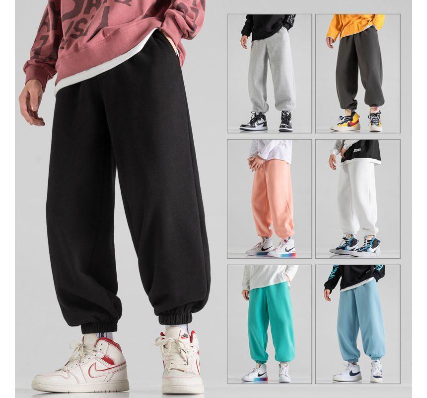 Drawstring Waist Plain Baggy Sweatpants Product Image