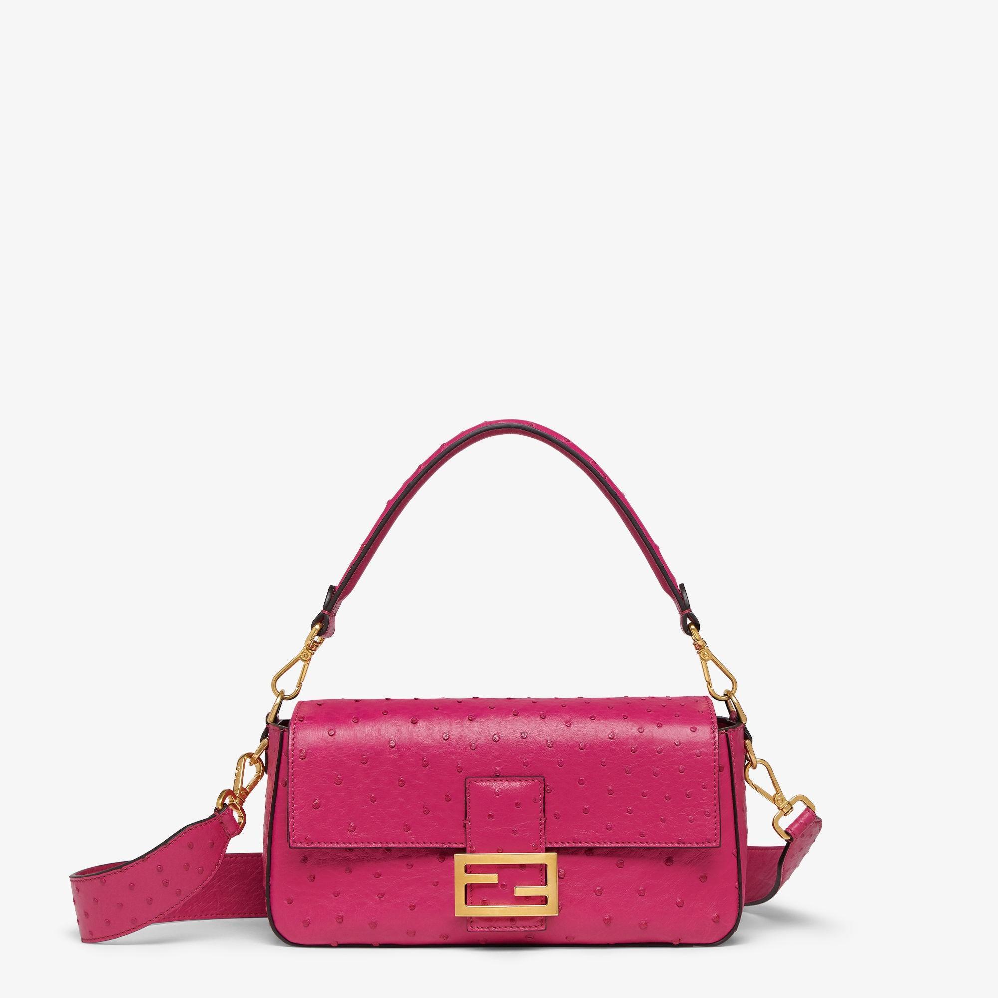 BaguetteFuchsia ostrich leather bag Product Image