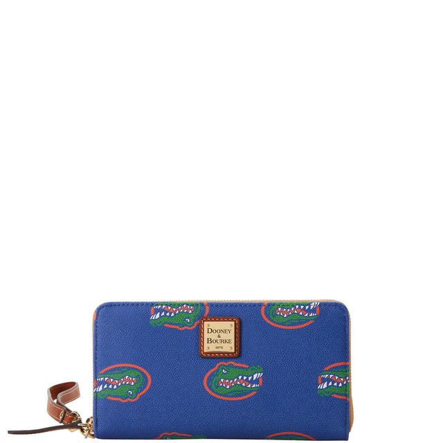 Dooney & Bourke Womens Collegiate University of Florida Large Zip Around Coated Cotton Wristlet in Blue Product Image