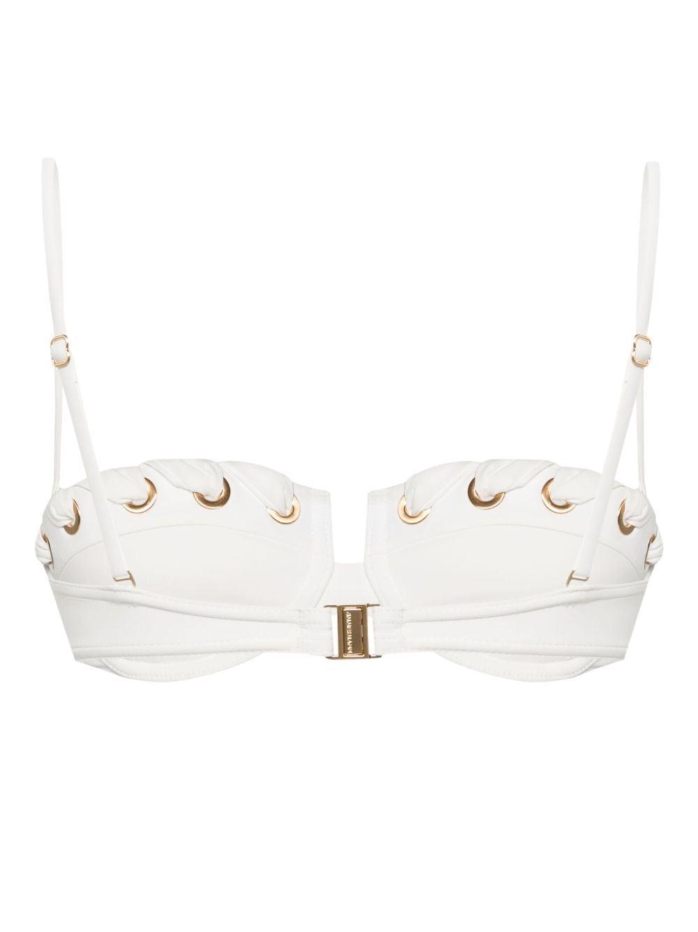 Halliday Eyelet Balconette Bra Bikini Top Ivory In White Product Image