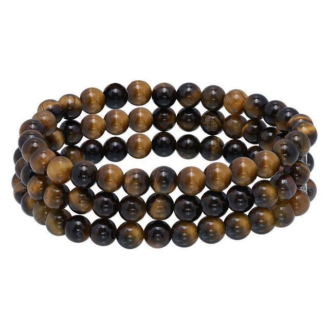 Aleure Precioso Beaded 3-Row Stretch Bracelet, Womens Red Tiger Eye Product Image