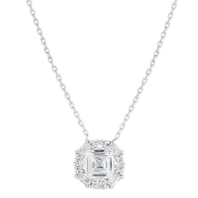 Sunkissed Sterling Silver Cluster Cubic Zirconia Necklace, Womens Product Image