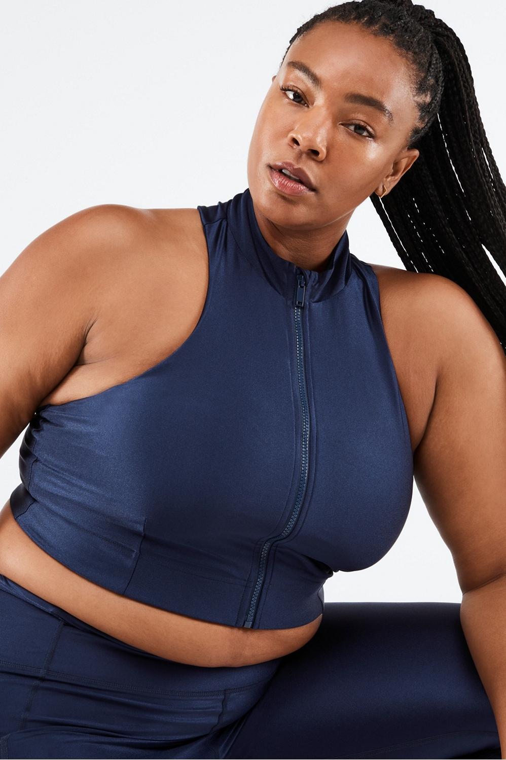 Fabletics Leilani Zip Front Built-In Bra Tank Womens blue plus Size 4X Product Image