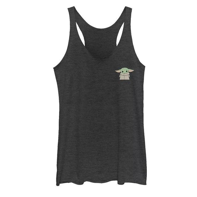 Juniors Star Wars The Mandalorian The Child aka Baby Yoda Cartoon Graphic Tank Top, Girls Black Grey Product Image