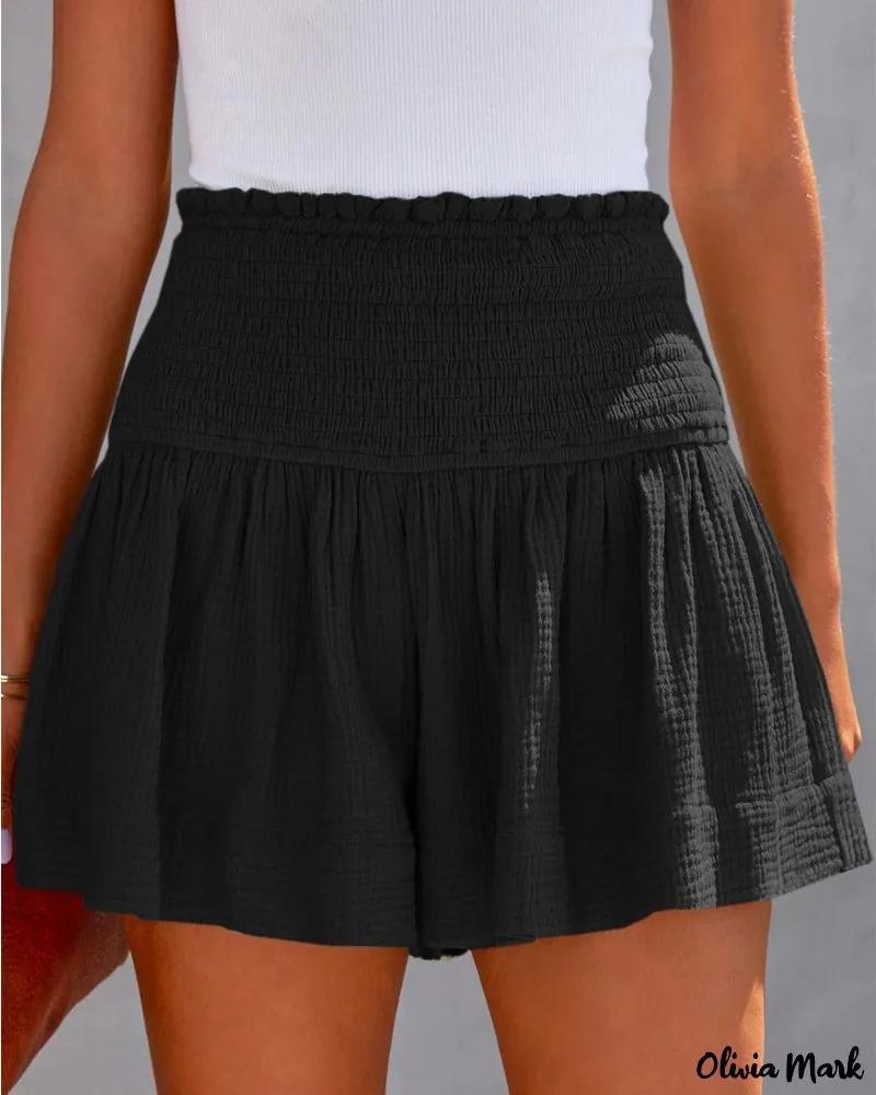 Olivia Mark – Ruched High Waist Shirred Shorts Product Image