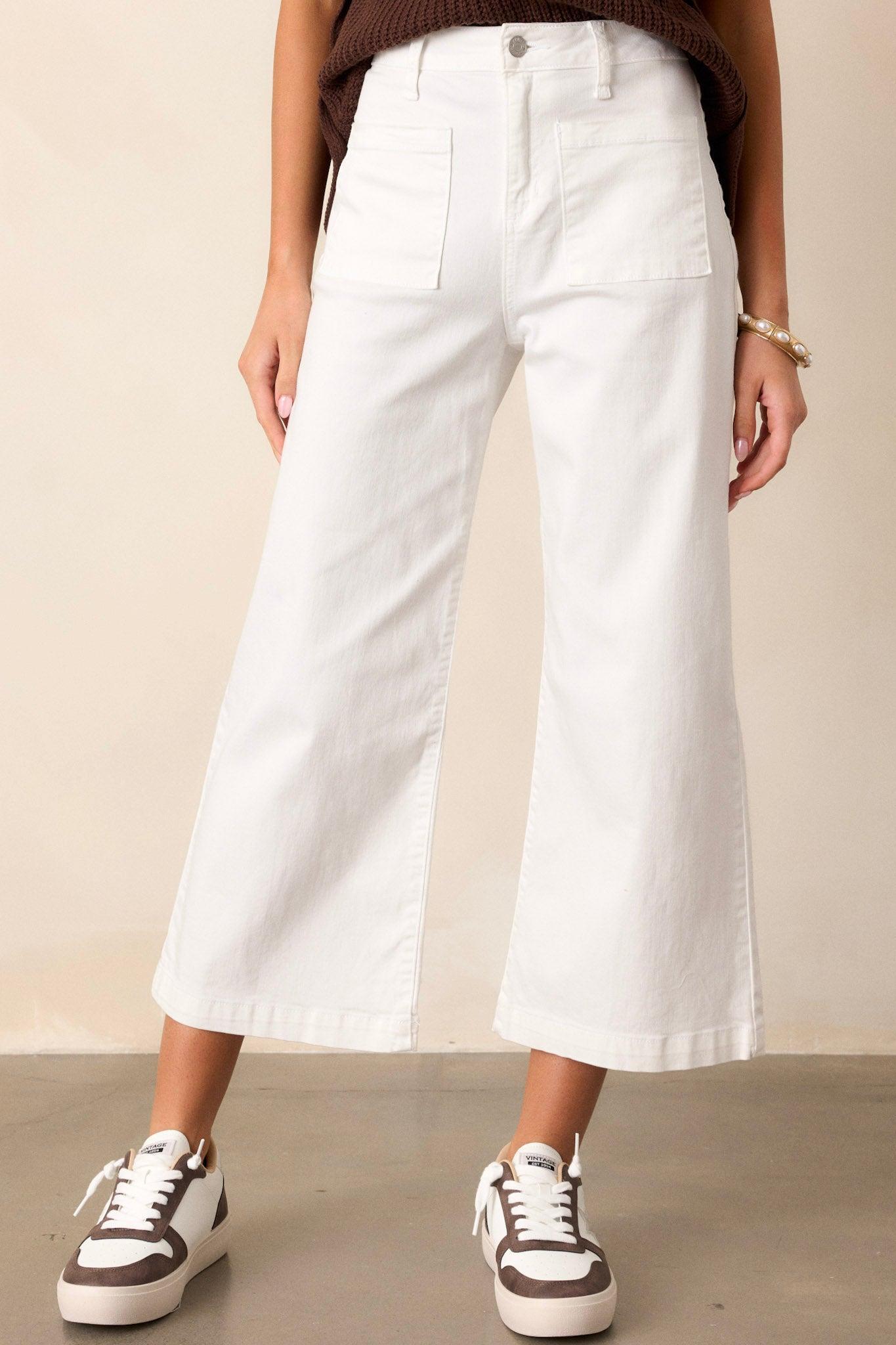 Urban Oasis White Cropped Flare Jeans Product Image