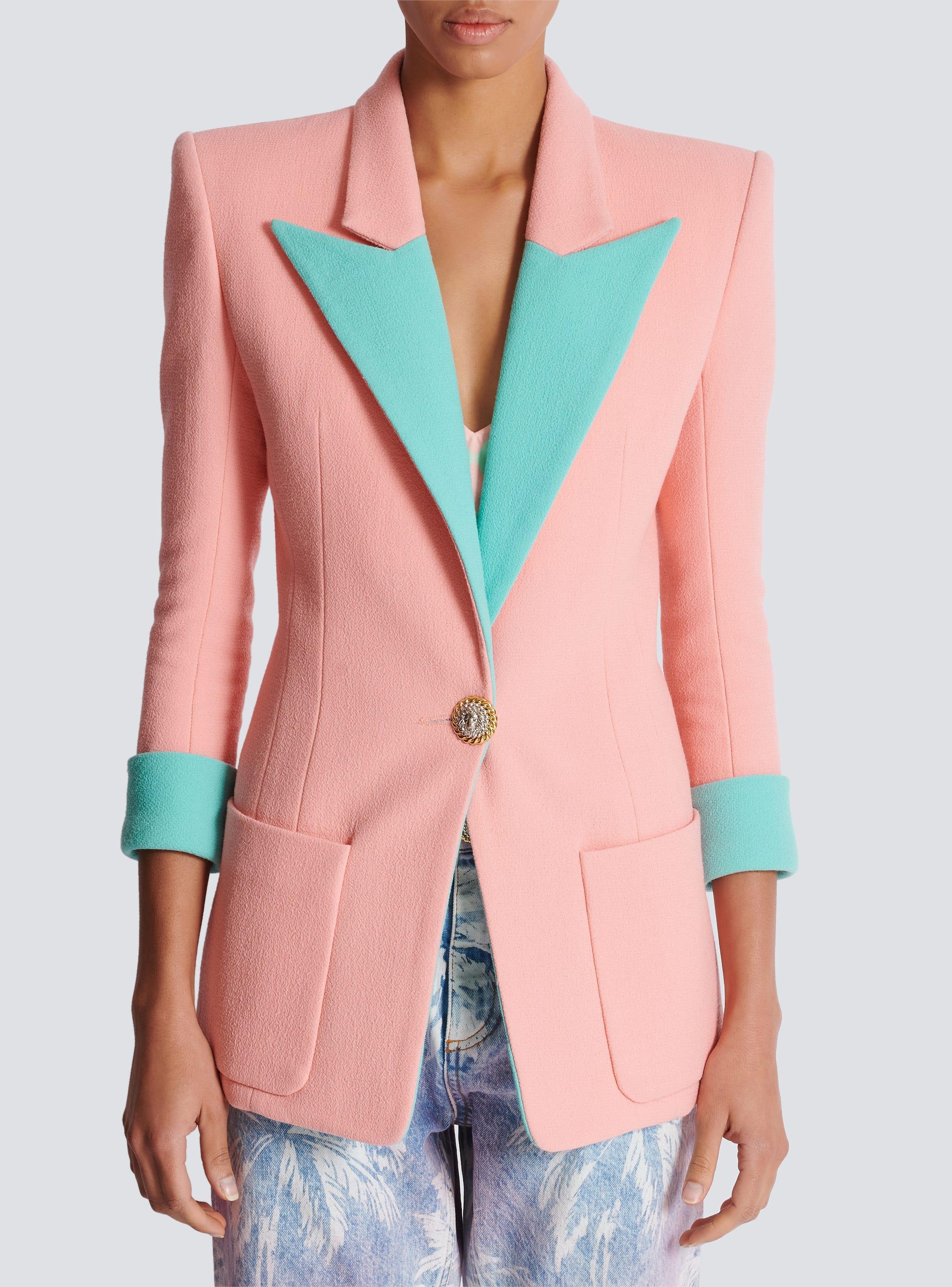 1-button double crepe two-tone jacket Product Image