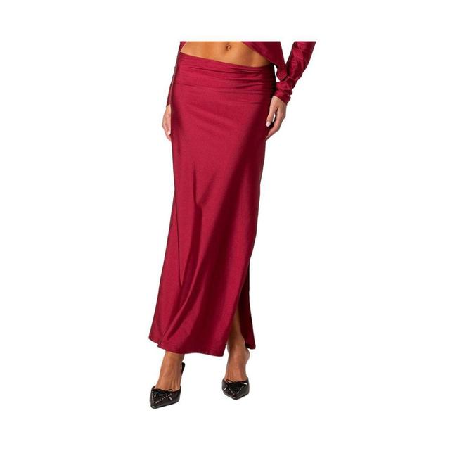 EDIKTED Reema Shiny Slit Maxi Skirt Product Image