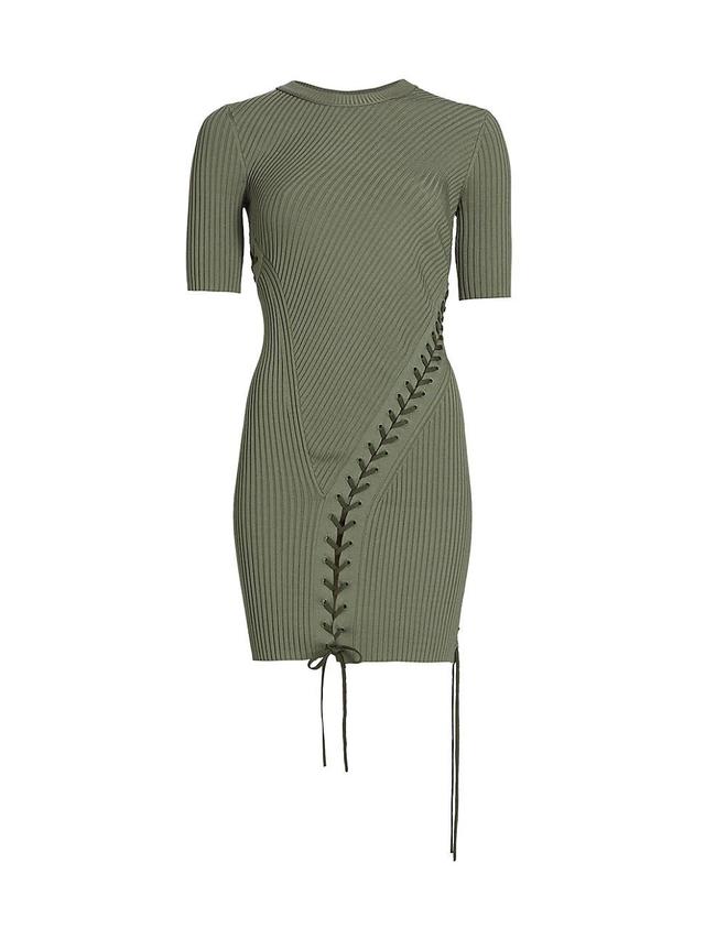 Womens Gilly Lace-Up Ribbed Minidress Product Image