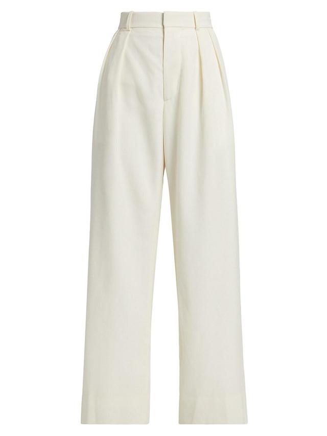 Womens Pleated Wool Low-Rise Trousers Product Image