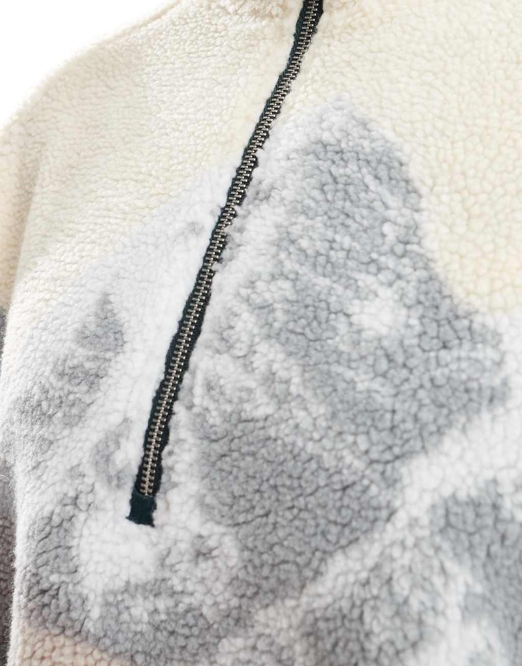 Cotton On boxy quarter zip fleece with mountains in bone Product Image