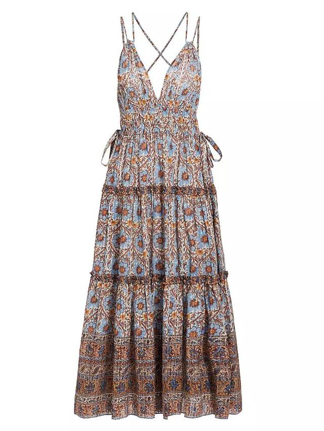 Rosa Floral Strappy Tiered Midi-Dress Product Image