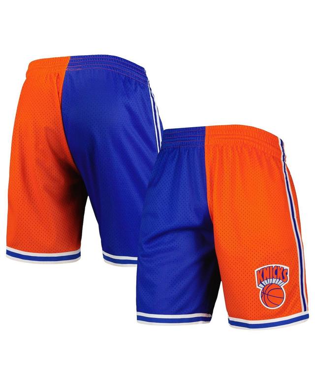 Mens Mitchell & Ness Blue/Orange New York Knicks Hardwood Classics 1991 Split Swingman Shorts Product Image