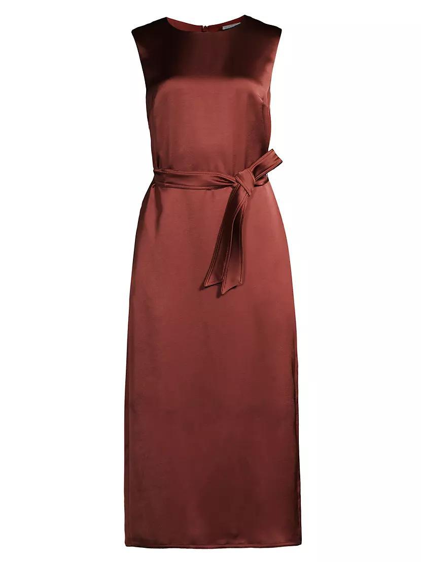 Baiardo Satin Tie-Waist Sheath Midi-Dress Product Image