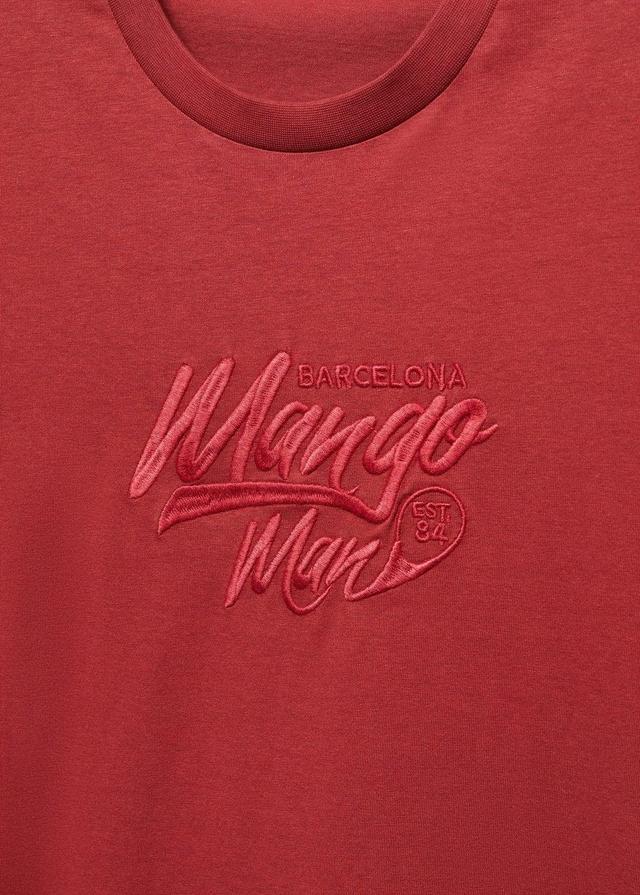 MANGO MAN - 100% cotton t-shirt with embroidered logo redMen Product Image