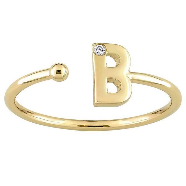 Stella Grace 10k Gold Diamond Accent Initial Open Ring, Womens B Product Image