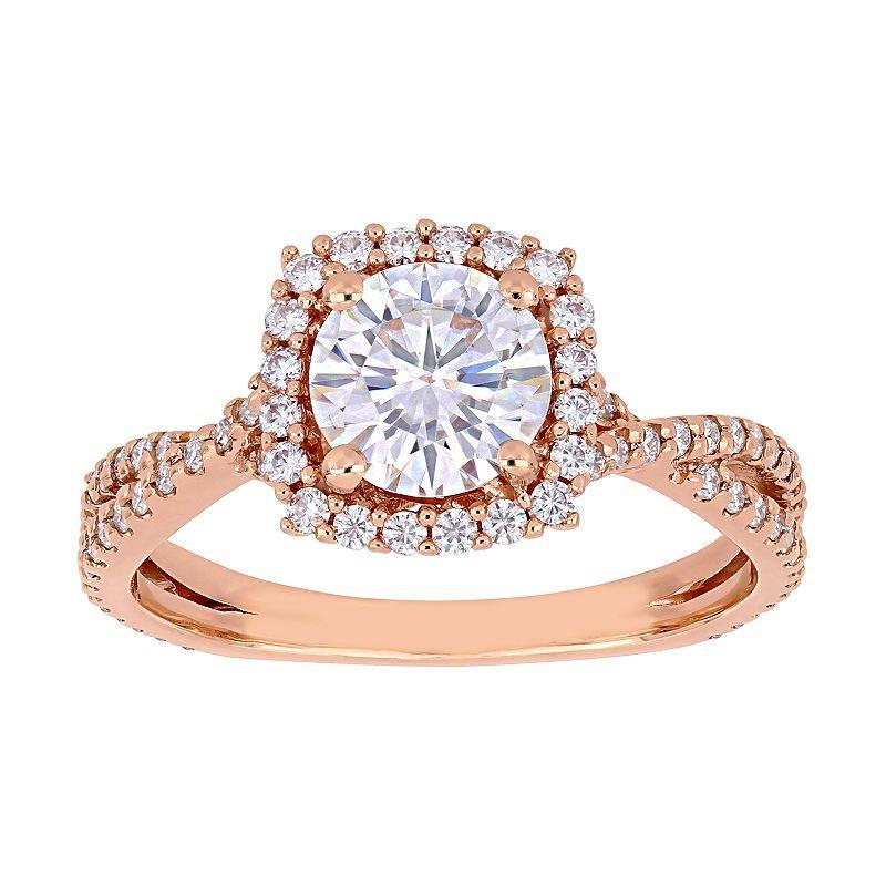 Stella Grace 10k Rose Gold Lab Created Moissanite Engagement Ring, Womens White Product Image