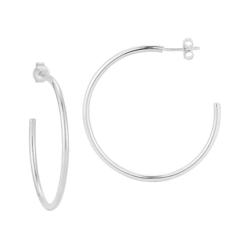 Sunkissed Sterling 14k Gold Over Silver Thick Hoop Earrings, Womens, Silver Tone Product Image