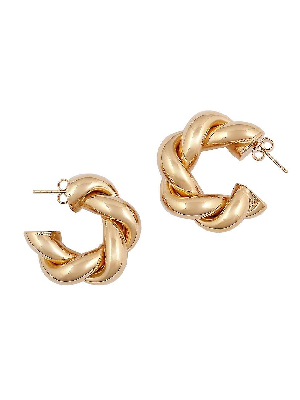 Womens Twist 14K-Gold-Plated Hoop Earrings Product Image