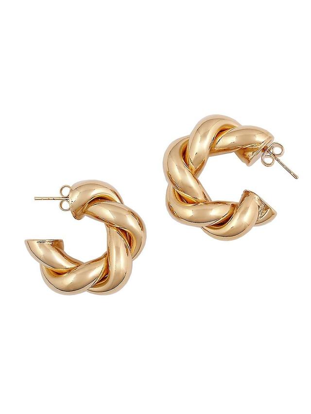 Womens Twist 14K-Gold-Plated Hoop Earrings Product Image