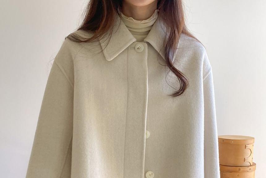 Collar Plain Button Jacket Product Image