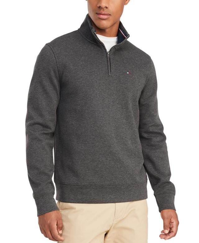 Mens Tommy Hilfiger Logo Quarter-Zip Top Dark Grey Grey Product Image