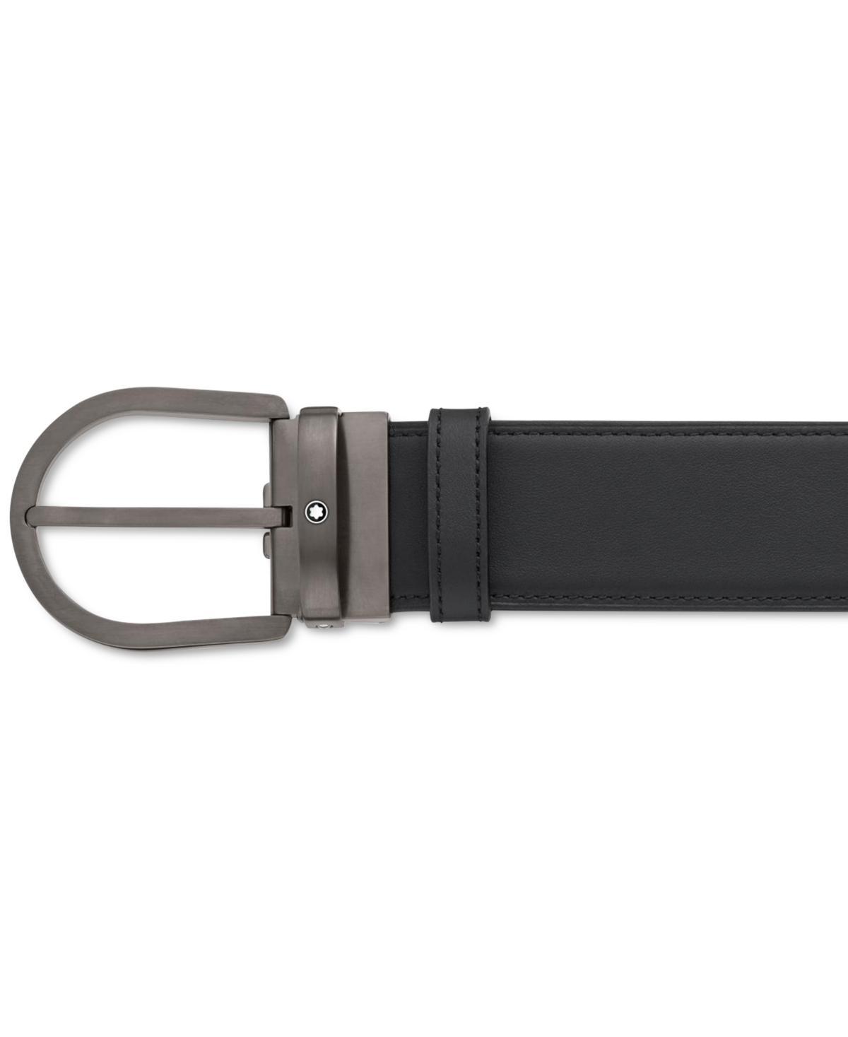 Montblanc Horseshoe Reversible Leather Belt - Black Product Image