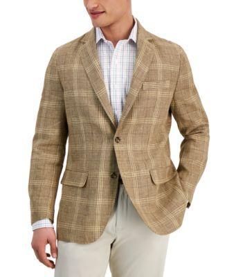 Club Room Mens Plaid Linen Notch Lapel Blazer, Created for Macys Product Image