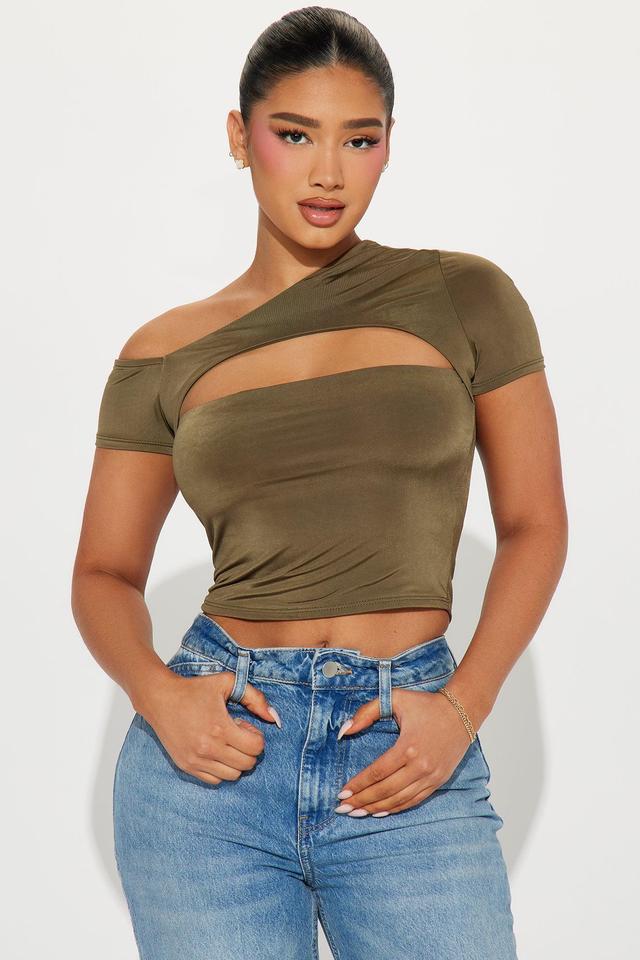 Gimme More One Shoulder Top - Olive Product Image