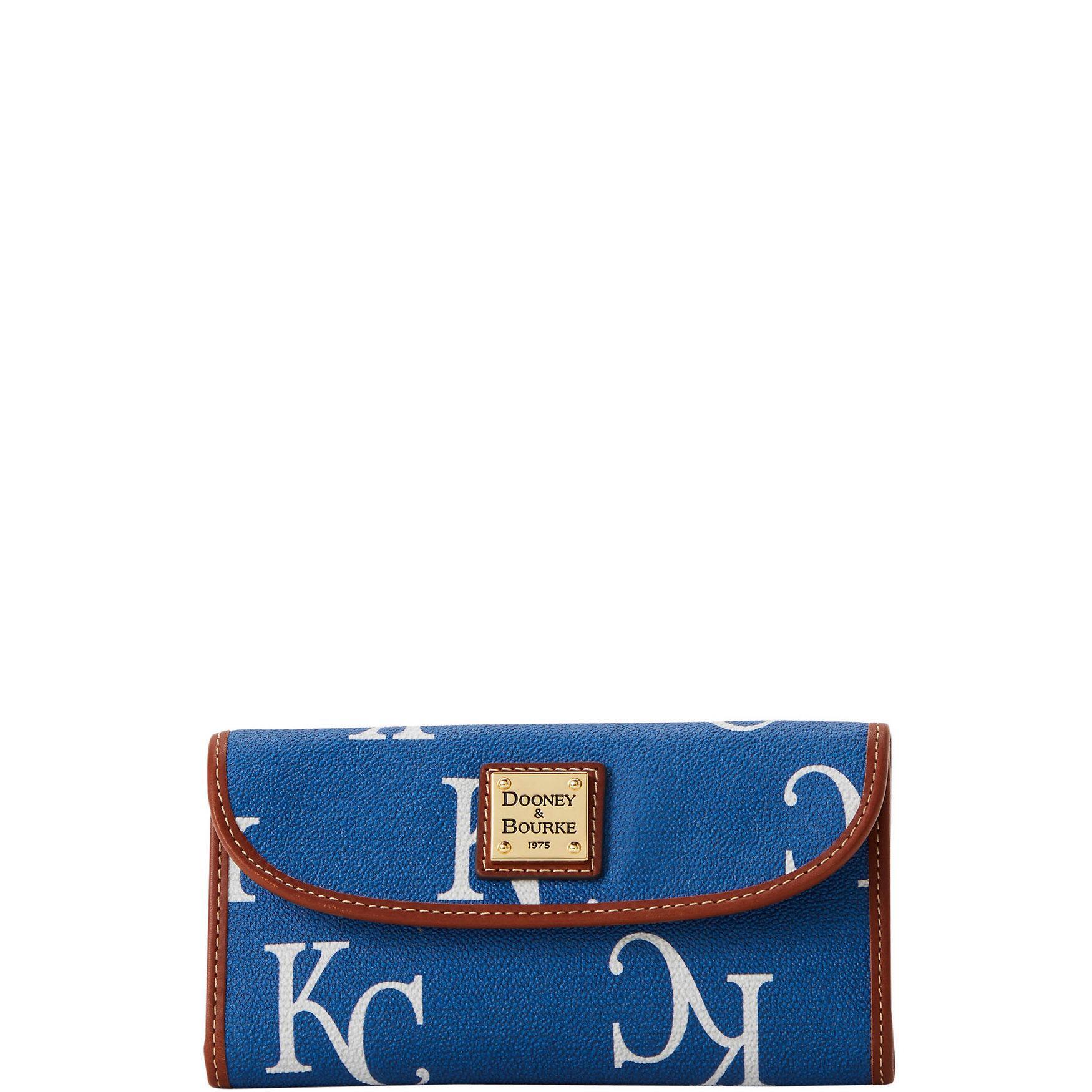 Dooney & Bourke Womens MLB Royals Continental Coated Cotton Clutch in Blue Product Image