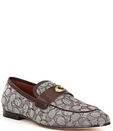 COACH Mens Sculpt C Signature Jacquard and Leather Loafers Product Image
