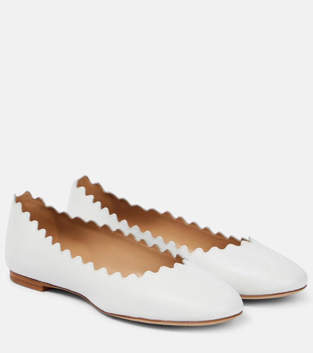 Lauren Leather Ballet Flats In White Product Image