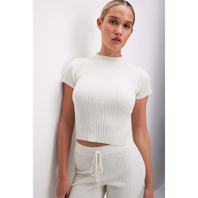 Womens Ribbed Terry T-Shirt | Cloud White, Size XS | Good American by Khlo Kardashian Product Image