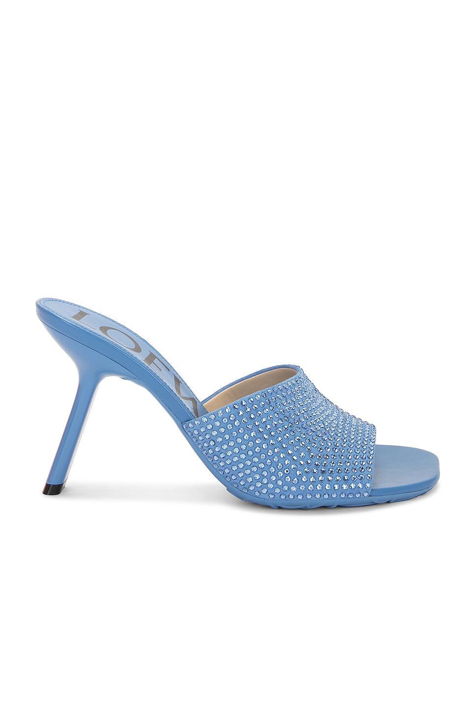 Loewe Petal Strassed 90 Mule in Blue Product Image