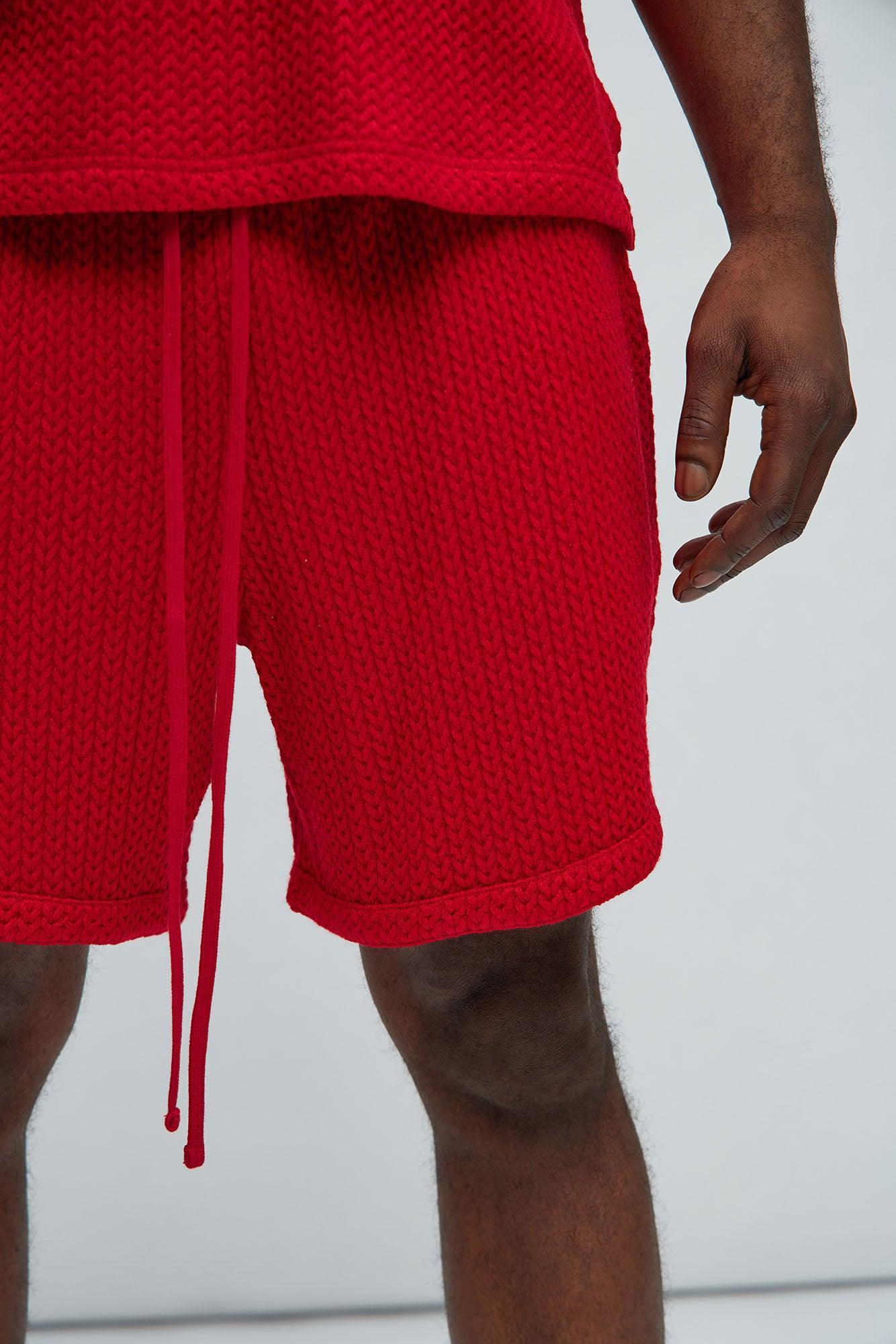 Catanina Textured Shorts - Red Product Image