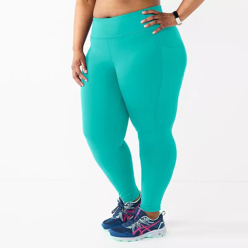 Plus Size Tek Gear Ultrastretch High-Waisted Side Pocket 7/8 Leggings, Womens Blue Oasis Product Image