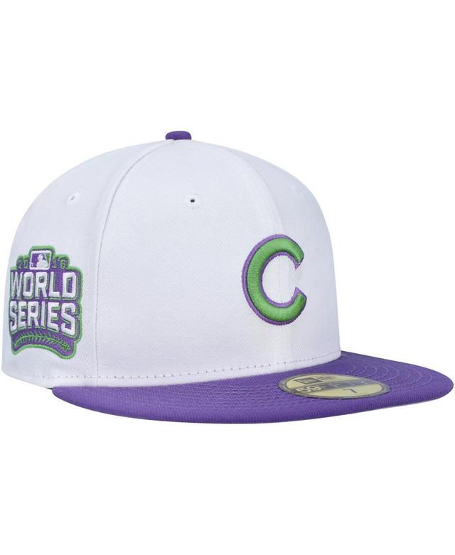 New Era Mens White Chicago Cubs Side Patch 59FIFTY Fitted Hat Product Image