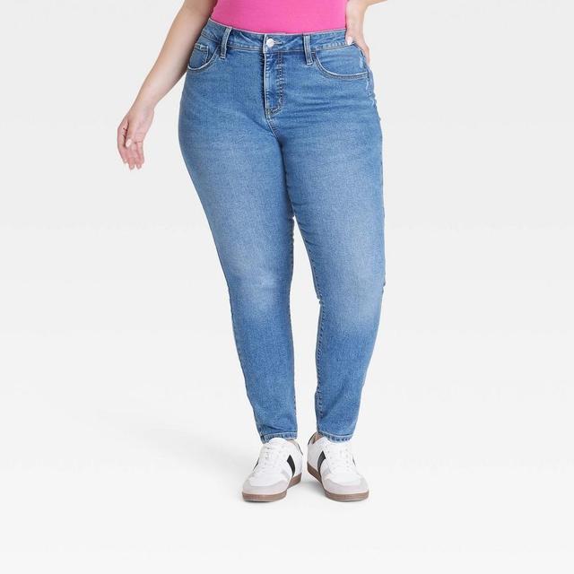 Womens Mid-Rise Skinny Jeans - Ava & Viv Blue 16 Product Image