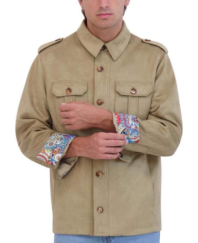 Robert Graham Mens Faux Suede Utility Overshirt Jacket Product Image