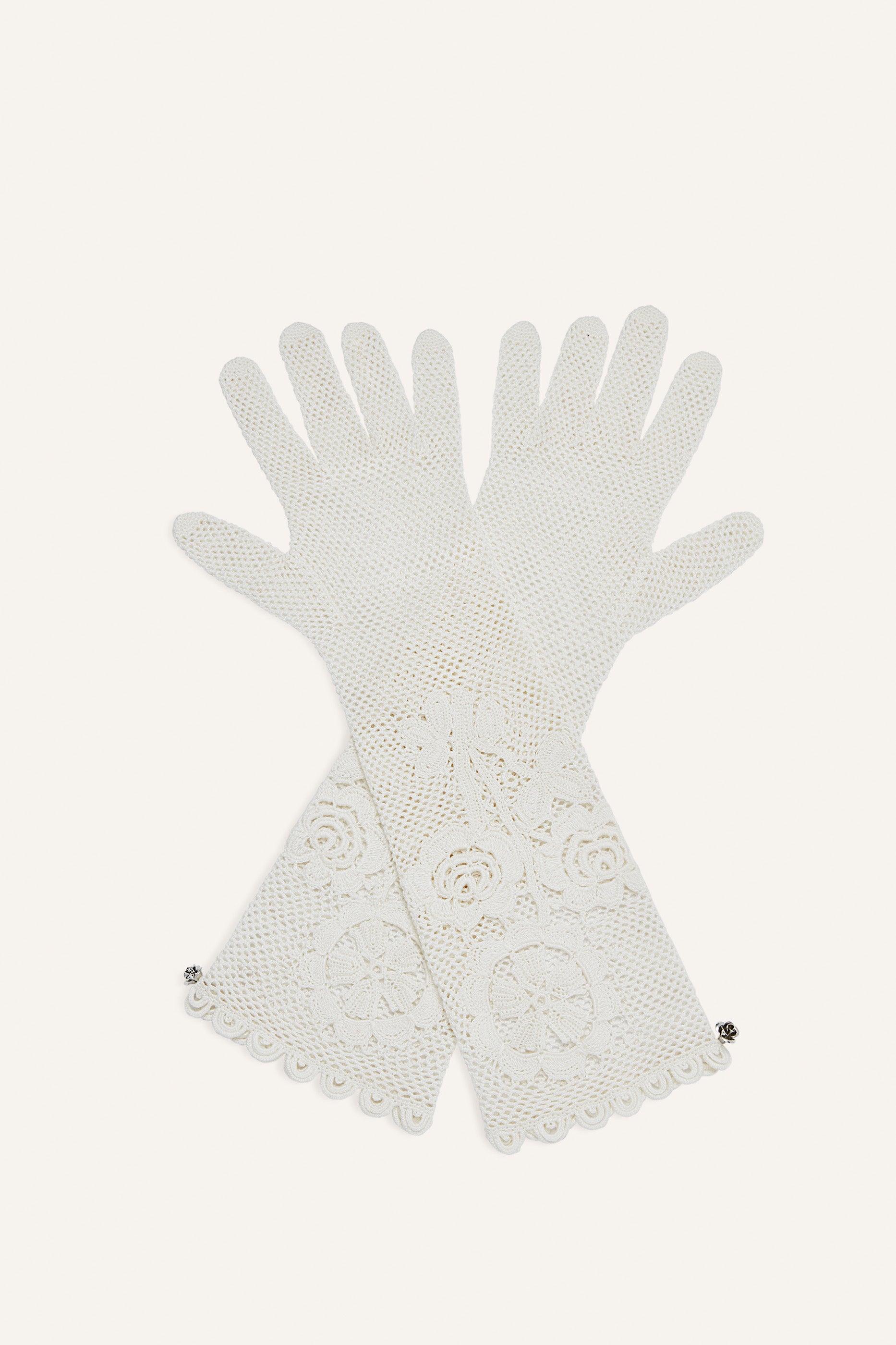 Crochet gloves in cream Product Image