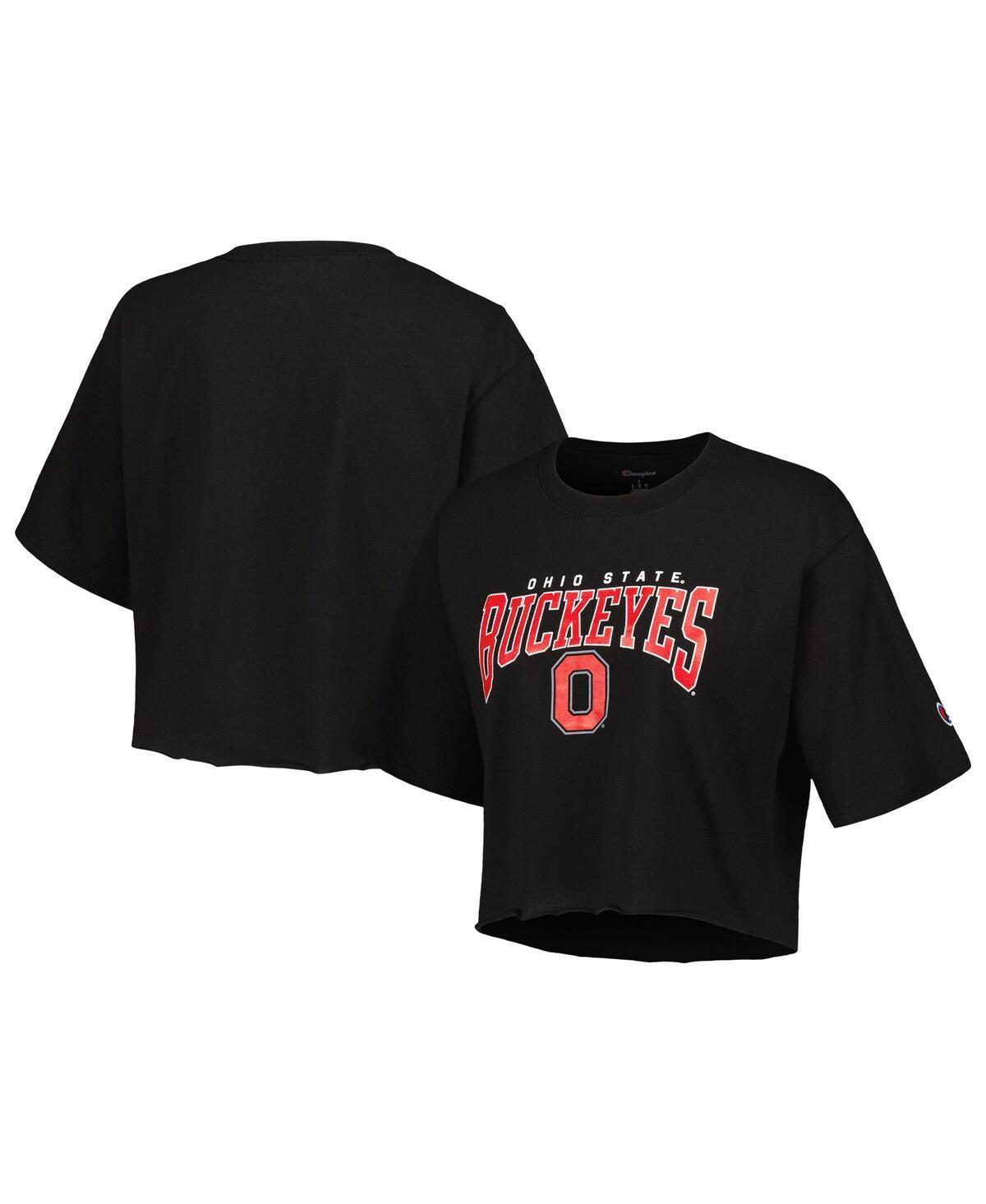 Womens Champion Heather Charcoal Ohio State Buckeyes Boyfriend Cropped T-Shirt Product Image