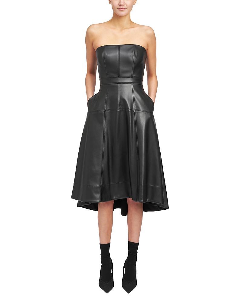 Womens Dawn Faux Leather Bustier Midi-Dress Product Image