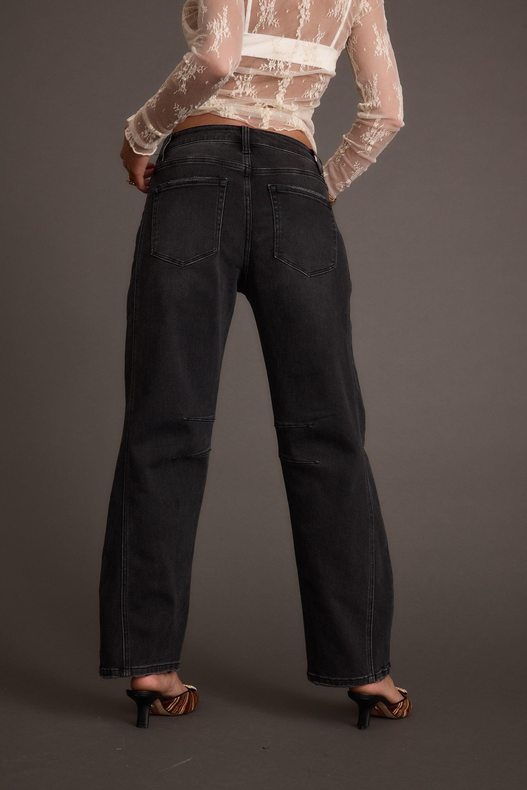 Muse Washed Black Barrel Denim Jeans Product Image